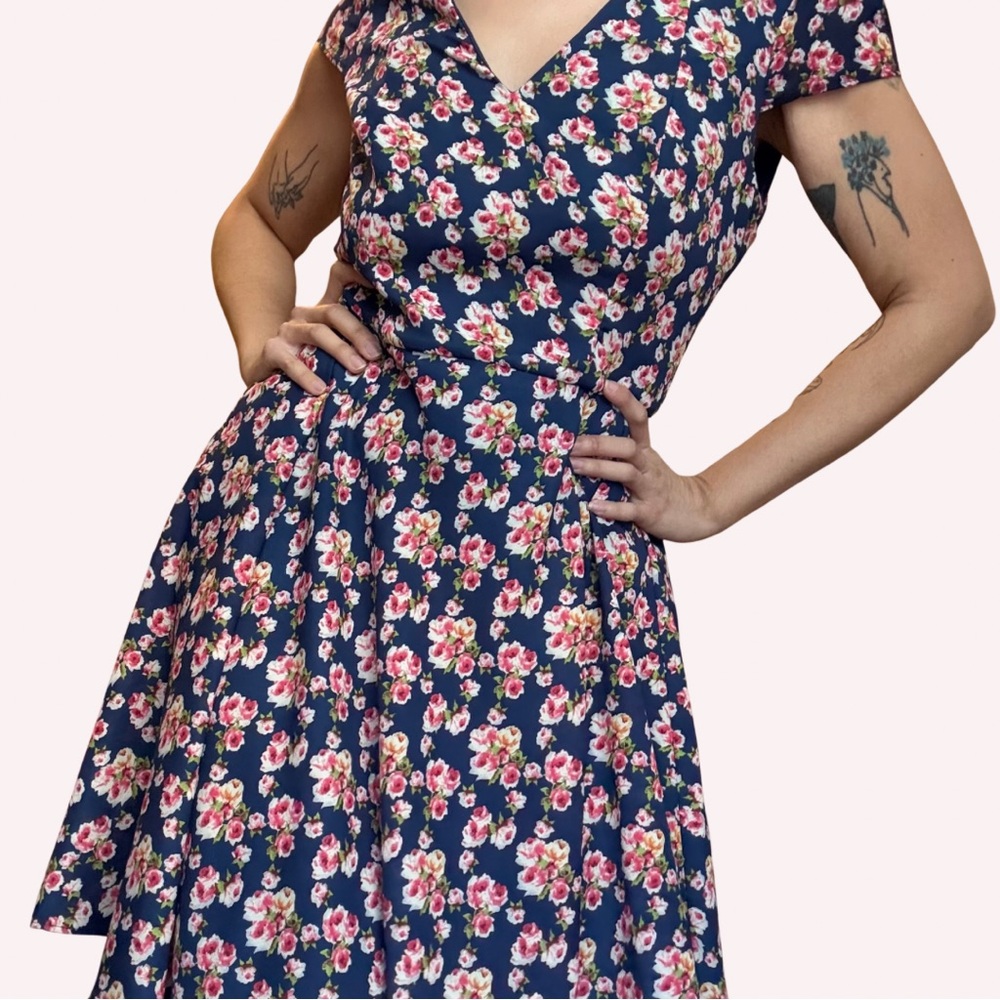 Betsey Johnson Navy Floral Midi Dress